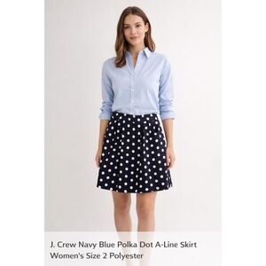 J.Crew Navy Polka Dot A-Line Skirt Women’s Size 2 Lined